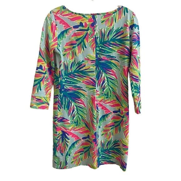 Lilly Pulitzer Marlowe Dress in Island Time Reduced XS Palm Tree Blue Green Pink - Picture 3 of 5